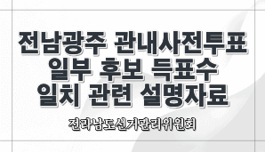 전남광주 관내사전투표 일부 후보 득표수 일치 관련 설명자료(전남선관위)